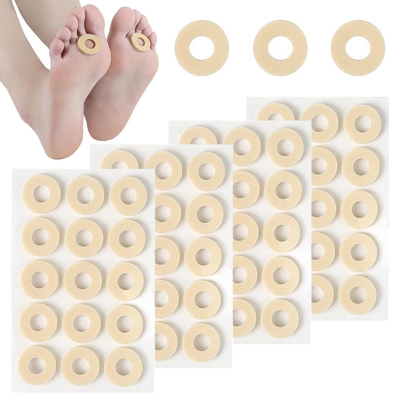 60 Pieces Corn Cushions for Feet, Soft Latex Foam Corn Pads Self-Adhesive Callus Pads Corn Plasters Anti Friction Reducing Heel Pain Outdoor Daily Walking Use